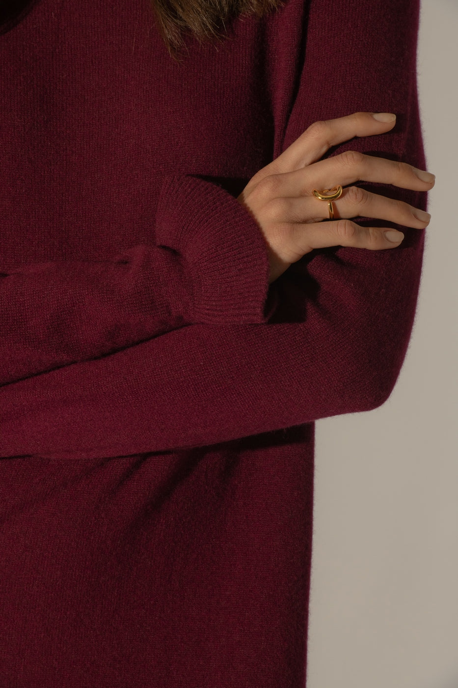 Robe Col Montant Volants Poignets - Lyamia - Bordeaux