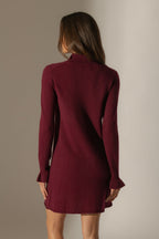 Robe Col Montant Volants Poignets - Lyamia - Bordeaux