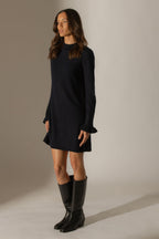Robe Col Montant Volants Poignets - Lyamia - Navy
