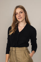 Cardigan Col V - Livia - Noir
