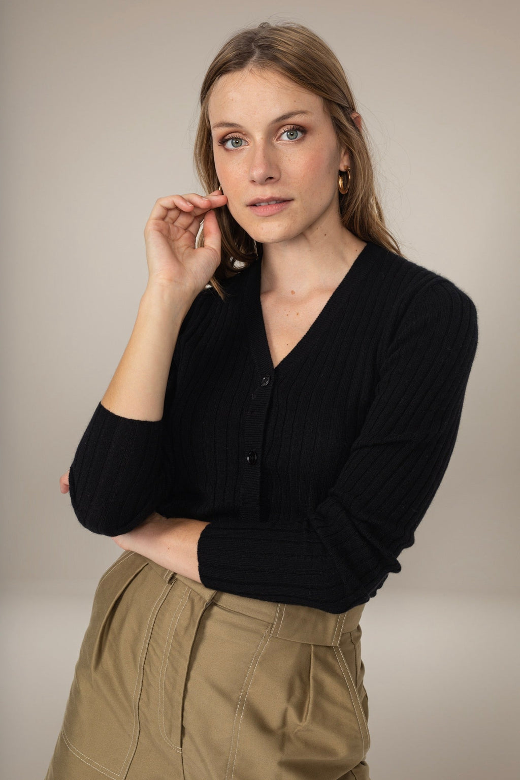 Cardigan Col V - Livia - Noir