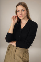 Cardigan Col V - Livia - Noir