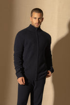 Gilet Zippé Col Camionneur 4 Fils - Leo - Navy