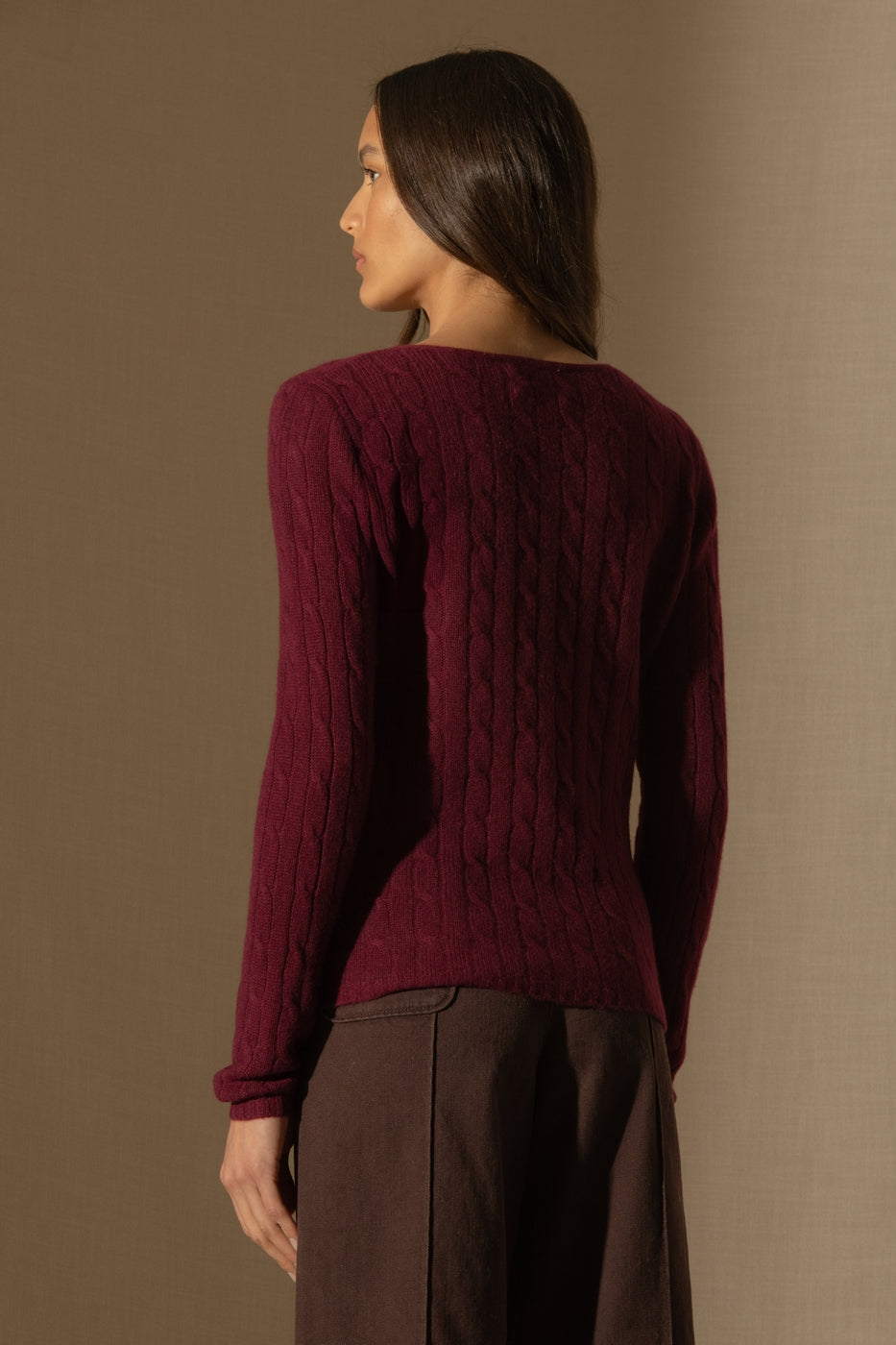 Pull Col V 4 Fils - Salome - Bordeaux