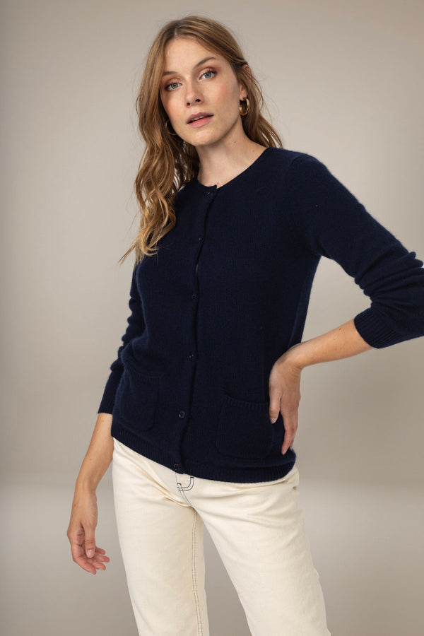 Cardigan Col Rond 4 Fils - Alya - Navy