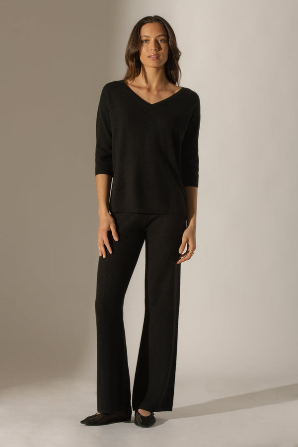 Pull Col V - Thais - Noir