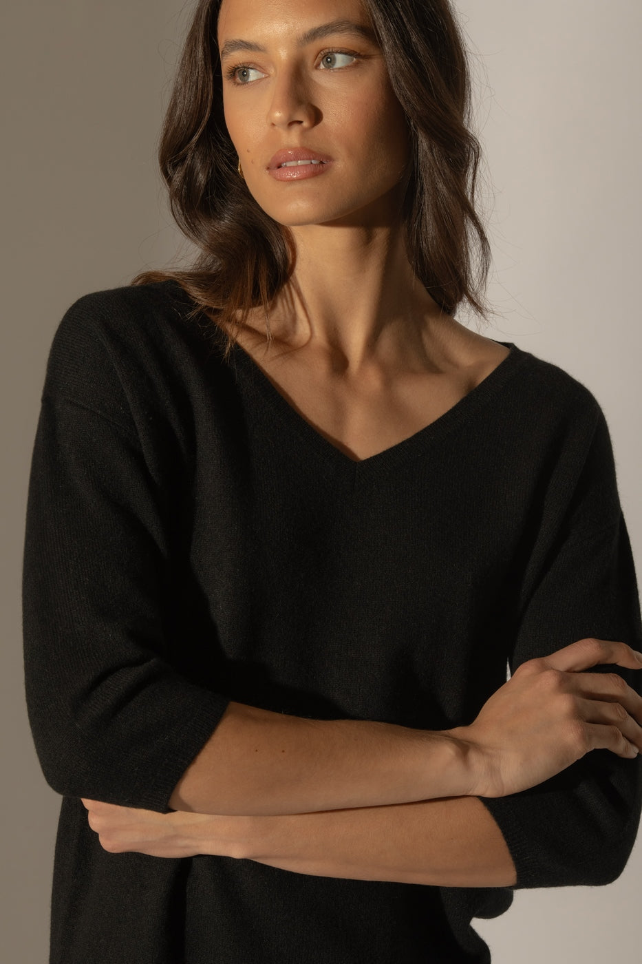 Pull Col V - Thais - Noir