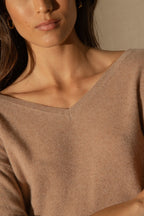 Pull Col V - Thais - Camel Chiné