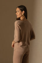 Pull Col V - Thais - Camel Chiné