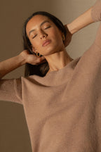 Pull Col V - Thais - Camel Chiné