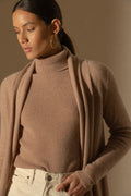 Veste Longue Ouverte Col Châle - Kara - Camel Chiné