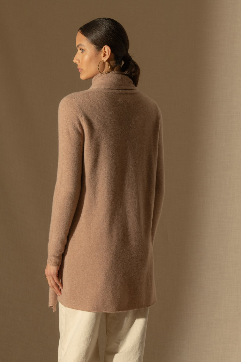 Veste Longue Ouverte Col Châle - Kara - Camel Chiné