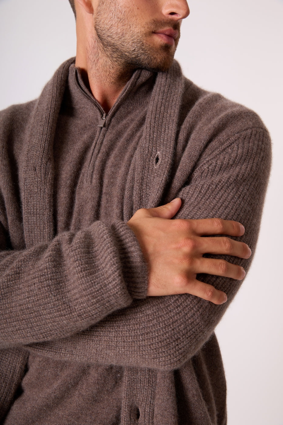 Veste Boutonnée Col Châle 4 Fils - Gilmour - Taupe Chiné