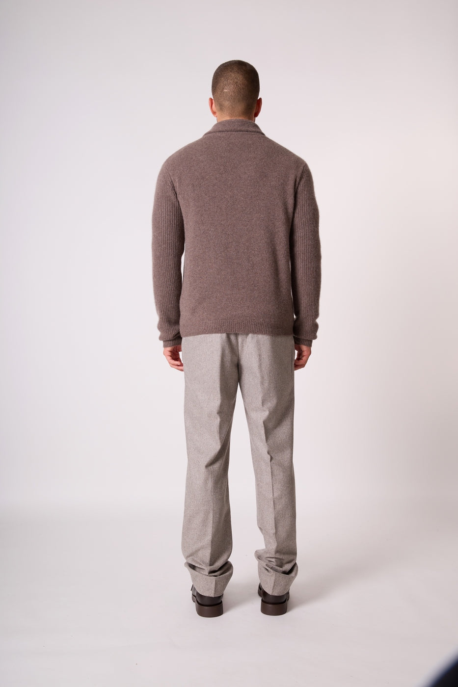 Veste Boutonnée Col Châle 4 Fils - Gilmour - Taupe Chiné