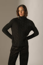 Pull Col Montant 6 Fils - Mairead - Noir
