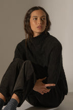 Pull Col Montant 6 Fils - Mairead - Noir