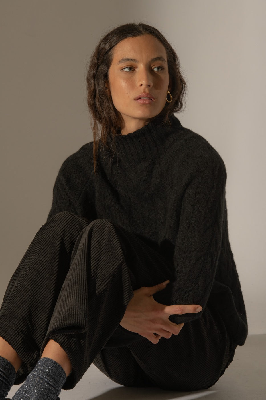 Pull Col Montant 6 Fils - Mairead - Noir