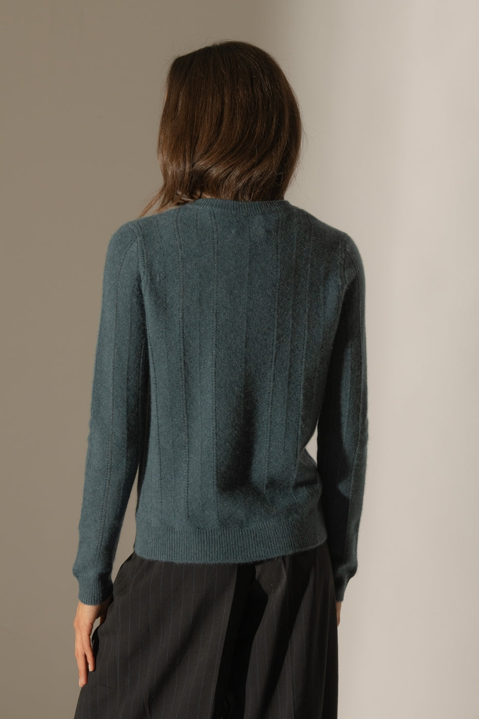 Pull Col Rond 4 Fils - Corva - Vert Canard Chiné