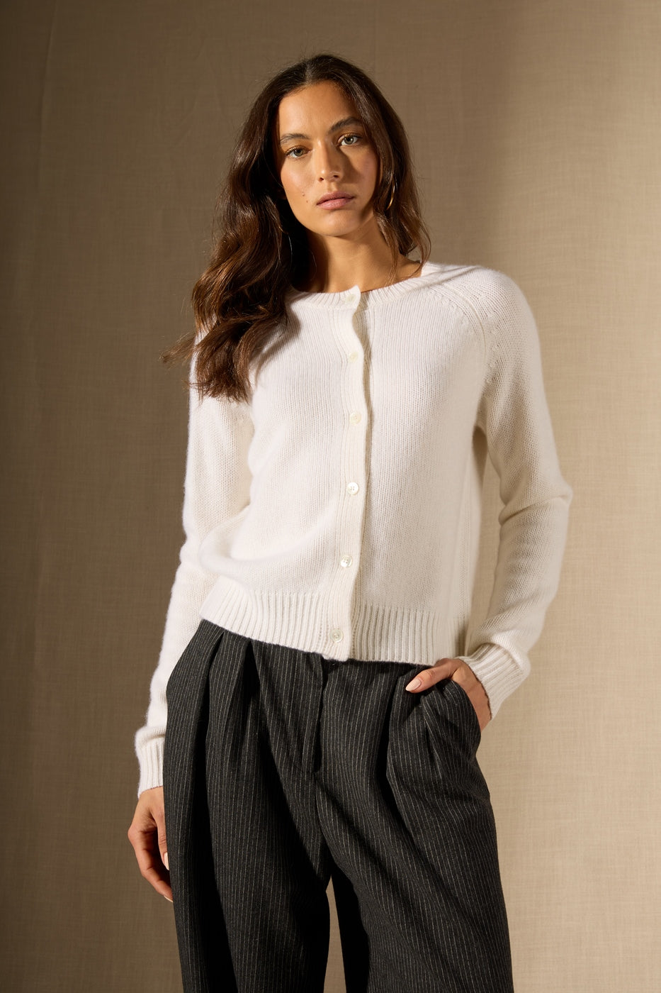 Cardigan Col Rond 8 Fils - Rabten - Neige