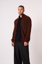 Gilet Zippé Col Camionneur 4 Fils - Leo - Café