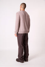Pull Col Rond - 100% Cachemire 2 Fils - Caribou Chiné - Homme