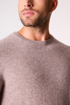 Pull Col Rond - 100% Cachemire 2 Fils - Caribou Chiné - Homme