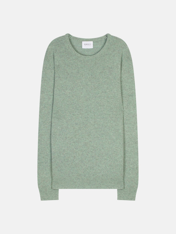 Pull Col Rond 4 Fils Eden - 100% Cachemire 4 Fils - Céladon Chiné - Men