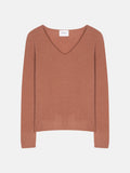 Pull Col V - 100% Cachemire 2 Fils - Terracota - Femme