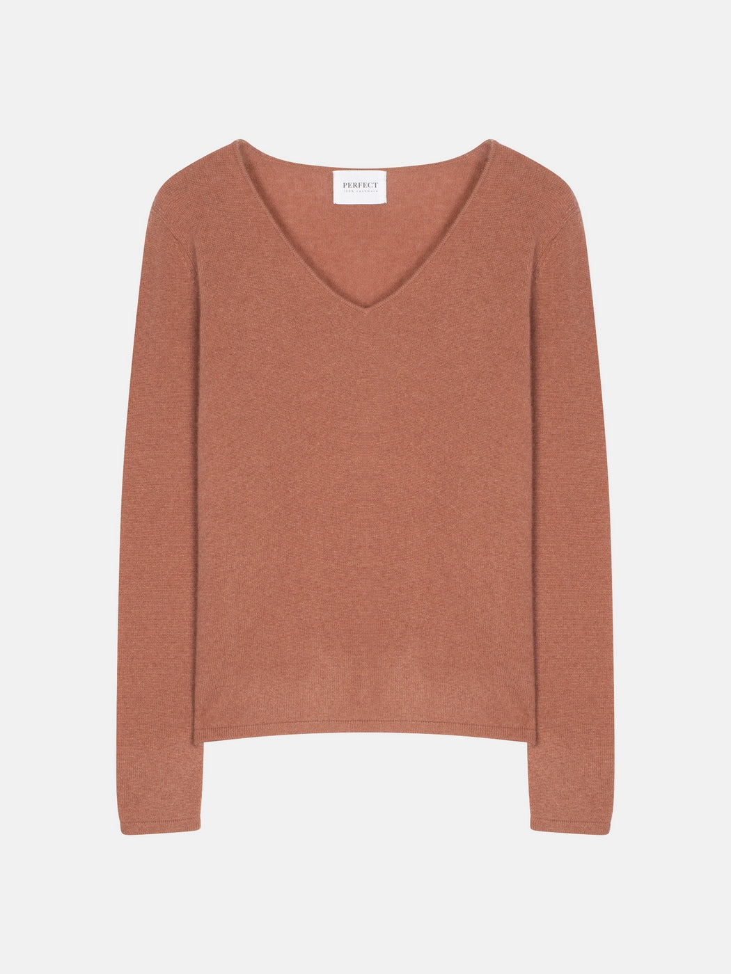 Pull Col V - 100% Cachemire 2 Fils - Terracota - Femme