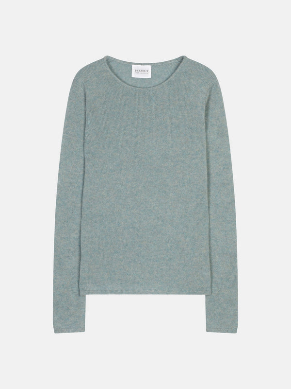 Pull Col Rond 4 Fils Marya - 100% Cachemire 4 Fils - Céladon Chiné - Women