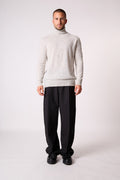 Pull Col Roulé Trevor - 100% Cachemire 2 Fils - Gris/Noir - Men