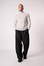 Pull Col Roulé Trevor - 100% Cachemire 2 Fils - Gris/Noir - Men