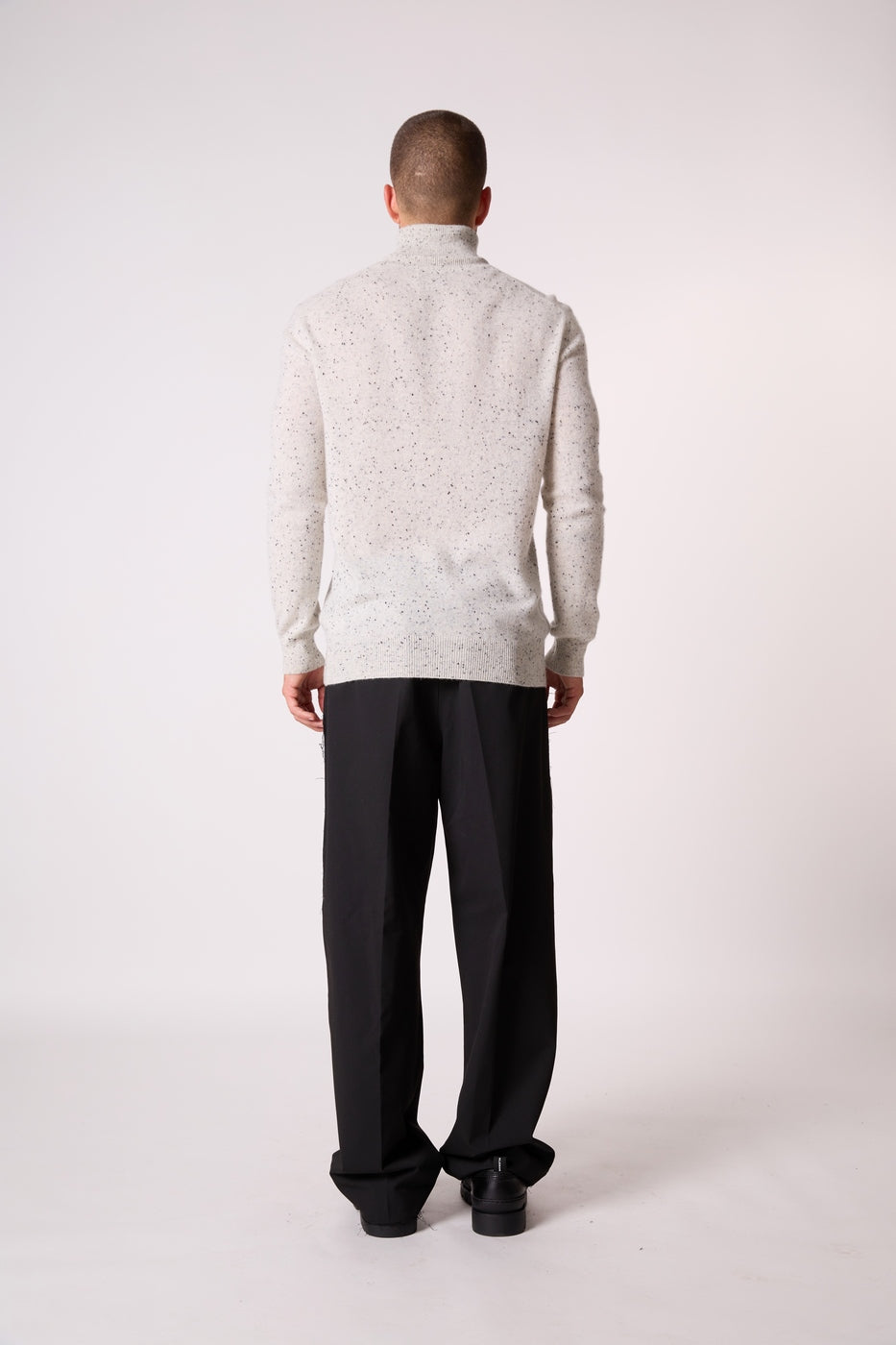 Pull Col Roulé Trevor - 100% Cachemire 2 Fils - Gris/Noir - Men