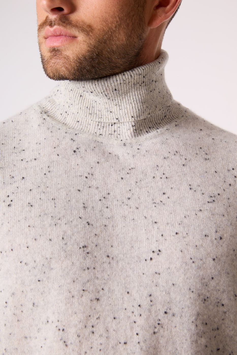 Pull Col Roulé Trevor - 100% Cachemire 2 Fils - Gris/Noir - Men