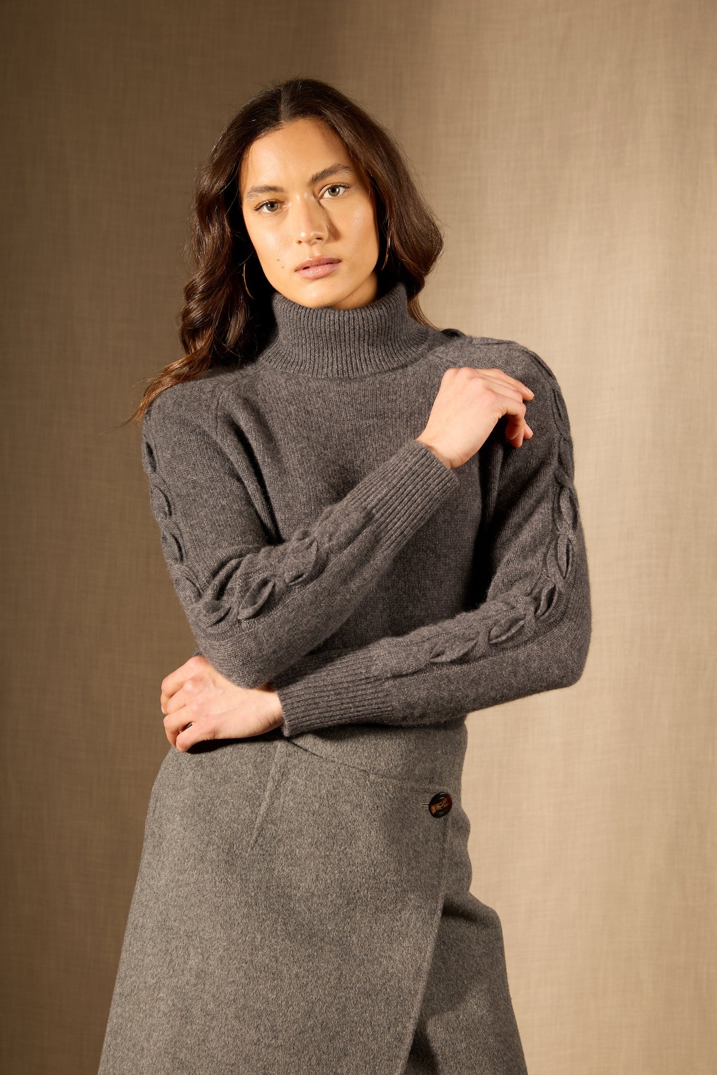 Pull Col Roulé 4 Fils - Albany - Anthracite Chiné