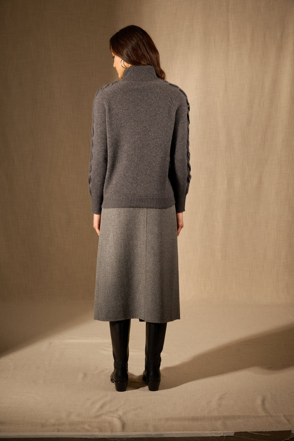 Pull Col Roulé 4 Fils - Albany - Anthracite Chiné