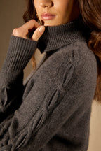 Pull Col Roulé 4 Fils - Albany - Anthracite Chiné