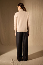 Pull Col Roulé - 100% Cachemire 4 Fils - Camel Clair Chiné - Femme