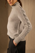 Pull Col Roulé - 100% Cachemire 4 Fils - Gris Chiné - Femme