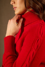 Pull Col Roulé 4 Fils - Albany - Rouge