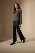 Pull Col Châle Croisé - Crimson - Anthracite Chiné