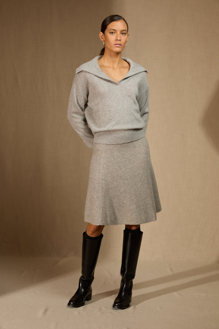 Pull Col Châle Croisé - Crimson - Nuage Chiné