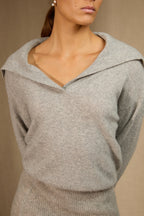 Pull Col Châle Croisé - Crimson - Nuage Chiné