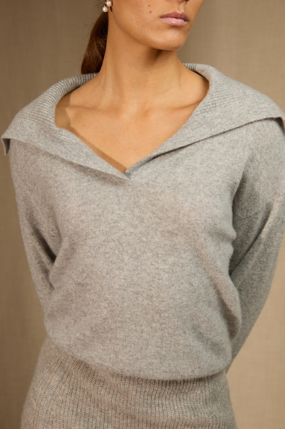 Pull Col Châle Croisé - Crimson - Nuage Chiné