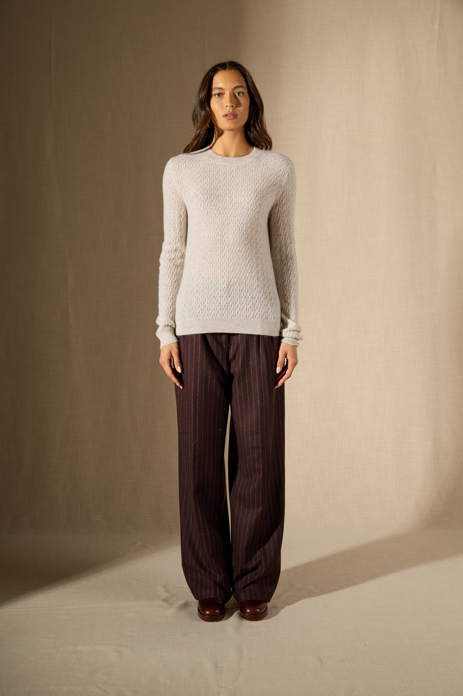 Pull Col Rond - Opame - Gris Perle Chiné