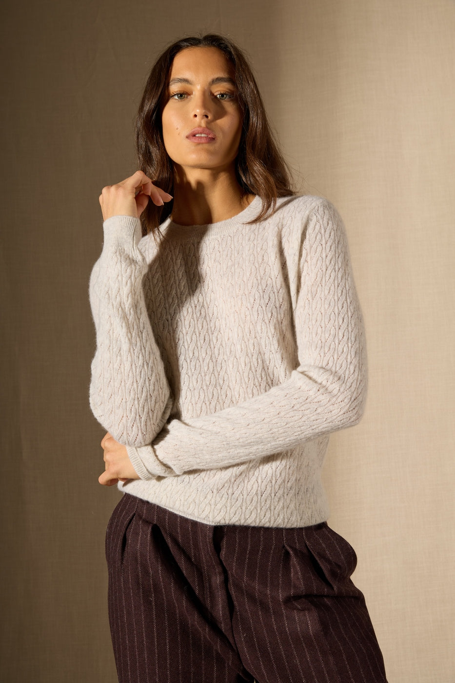 Pull Col Rond - Opame - Gris Perle Chiné