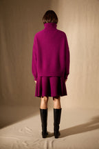 Pull Col Montant - 100% Cachemire 8 Fils - Prune - Femme