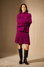 Pull Col Montant - 100% Cachemire 8 Fils - Prune - Femme