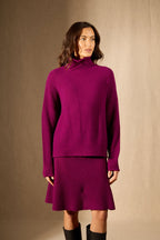 Pull Col Montant - 100% Cachemire 8 Fils - Prune - Femme