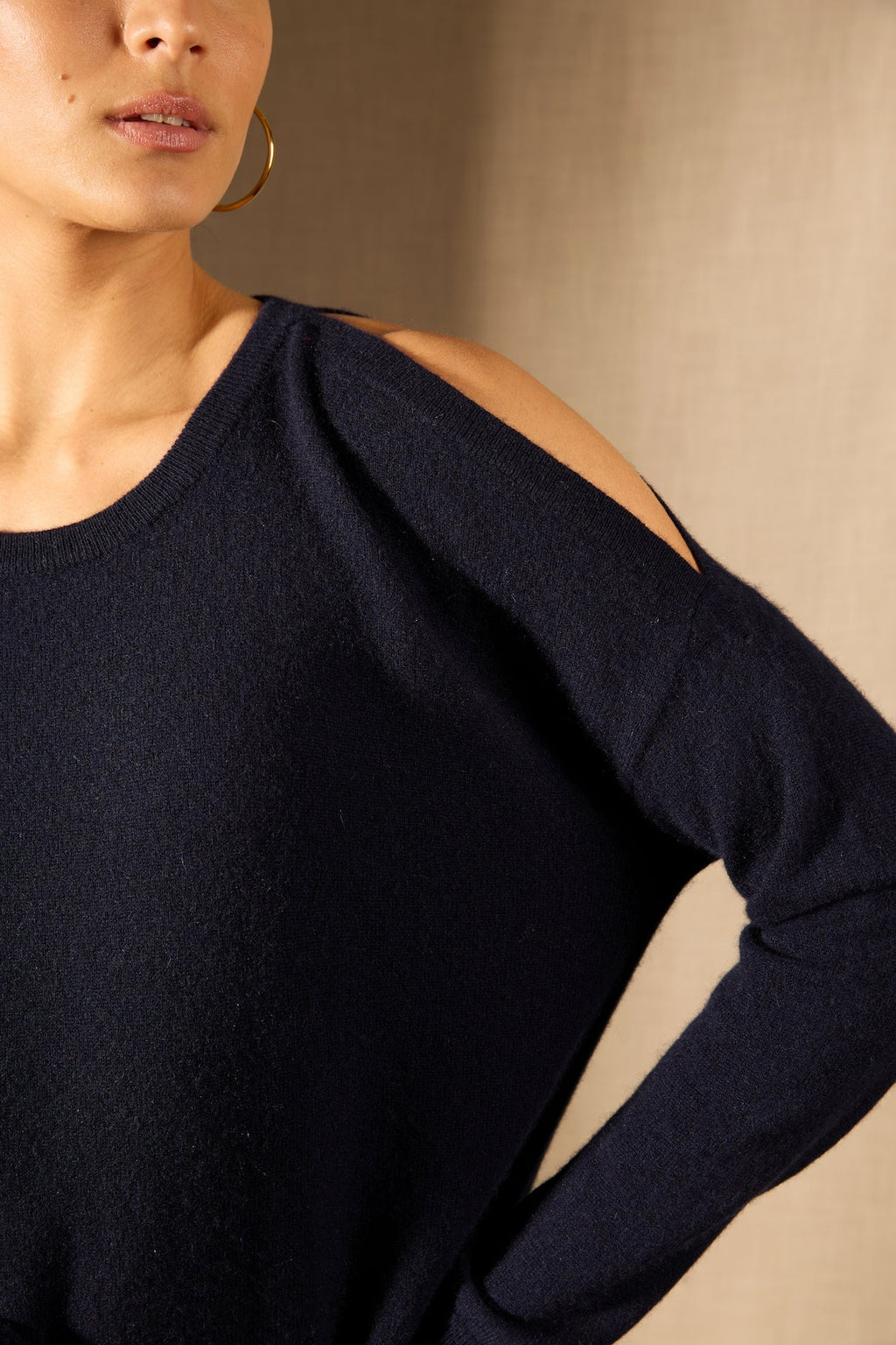 Pull Col Rond Fentes Épaules - Poka - Navy